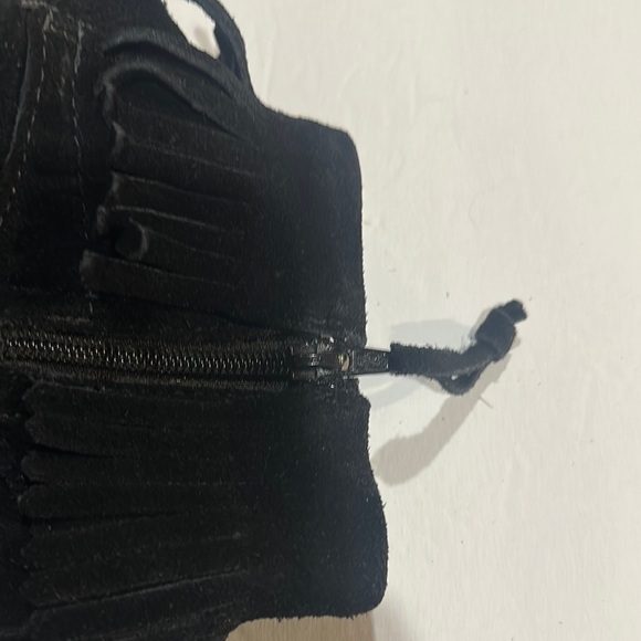 Minnetonka Black Suede Moccasin Boots w side zipper and silver embellishment - Picture 10 of 12